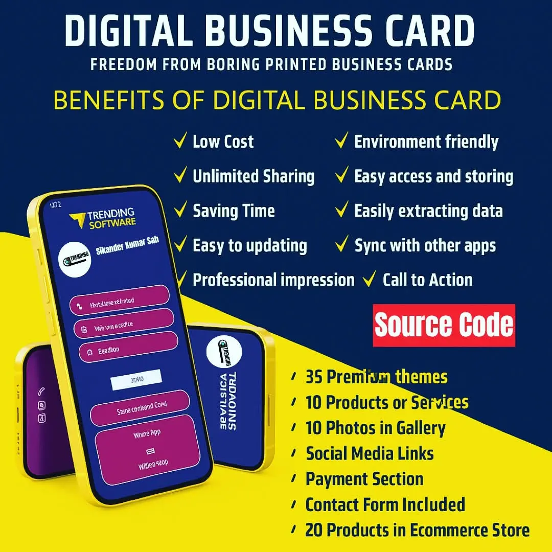 Digital Business Card Source Code Dashboard Interface